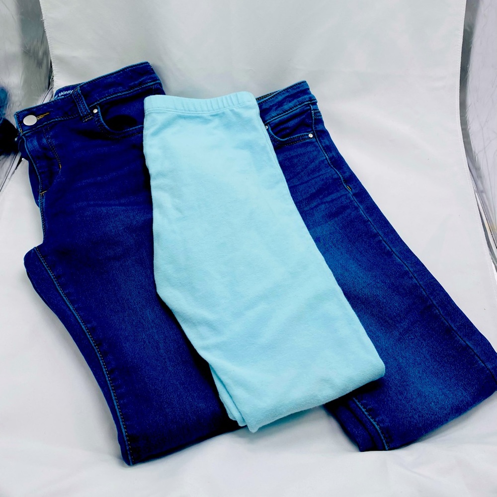 3 pairs of jeans and leggings size 10/12